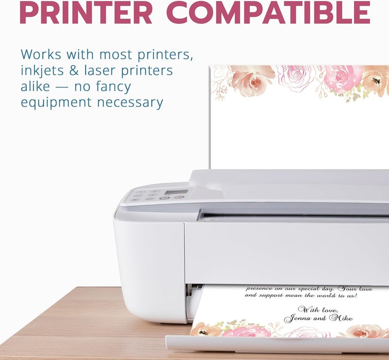 THiNKABLE Floral Stationery Paper, 50 Sheets, 8.5x11, Pink, Decorative, Writing Paper - Image 3